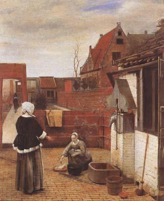 Pieter de Hooch A Woman and her Maid in a Coutyard (mk08) oil painting picture